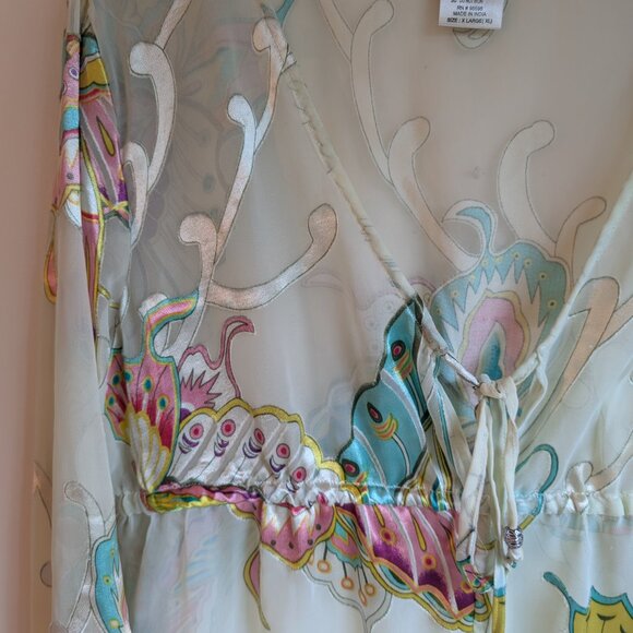 Beautiful Butterfly Multi-Colored Swim Beach Coverup / Sheer Top – Size XL - Picture 5 of 12